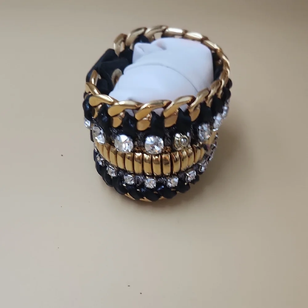 Henri Bendel- Chic Black and Gold Bracelet with Crystal Details - Picture 4 of 5